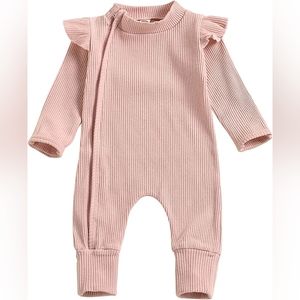 Baby Girl 18 M Bodysuit Jumpsuit Light Pink Long Sleeve Romper Zip Closure